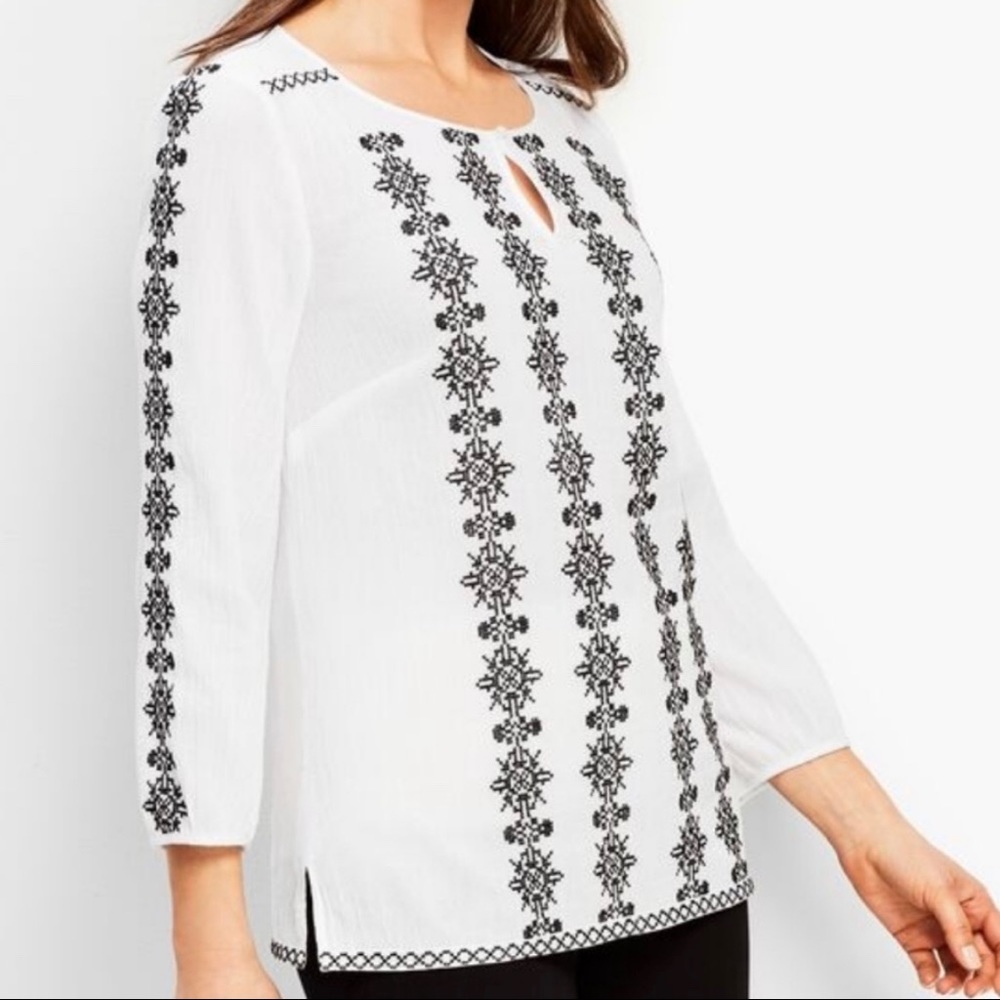 Talbots Women Embroidered Tunic Top.
